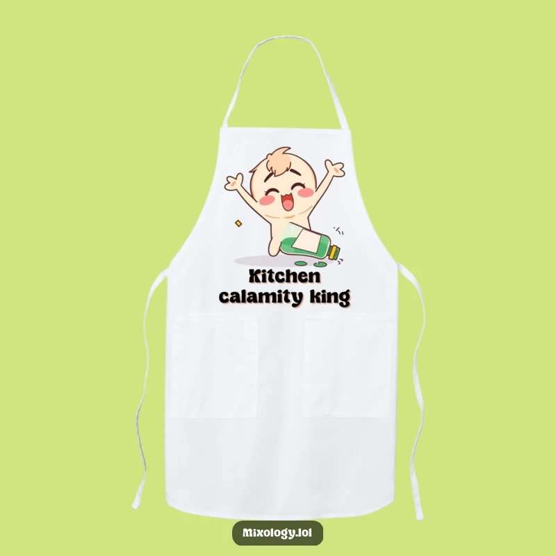 Funny Kitchen Chaos Apron - Clumsy Character's Happy Spill, Hilarious Funny Gift