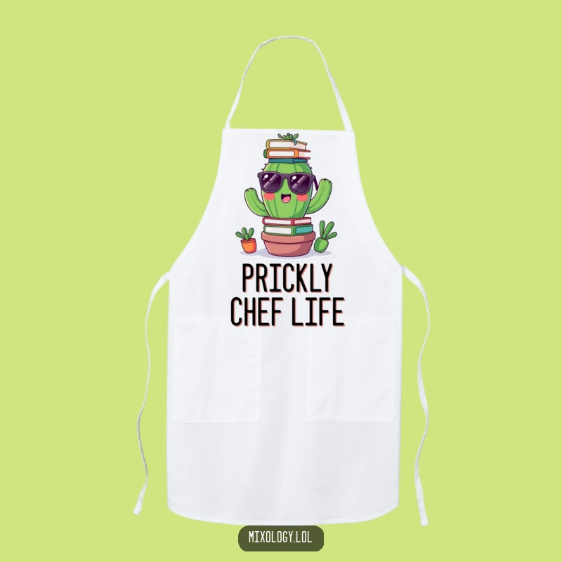 Funny Cactus Books Apron: Cool Chef Humor, Perfect Funny Gift for Cooks!