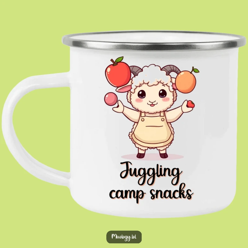 Funny Sheep Juggling Camping Mug: Durable Apron Humor, Perfect Outdoor Funny Gift!
