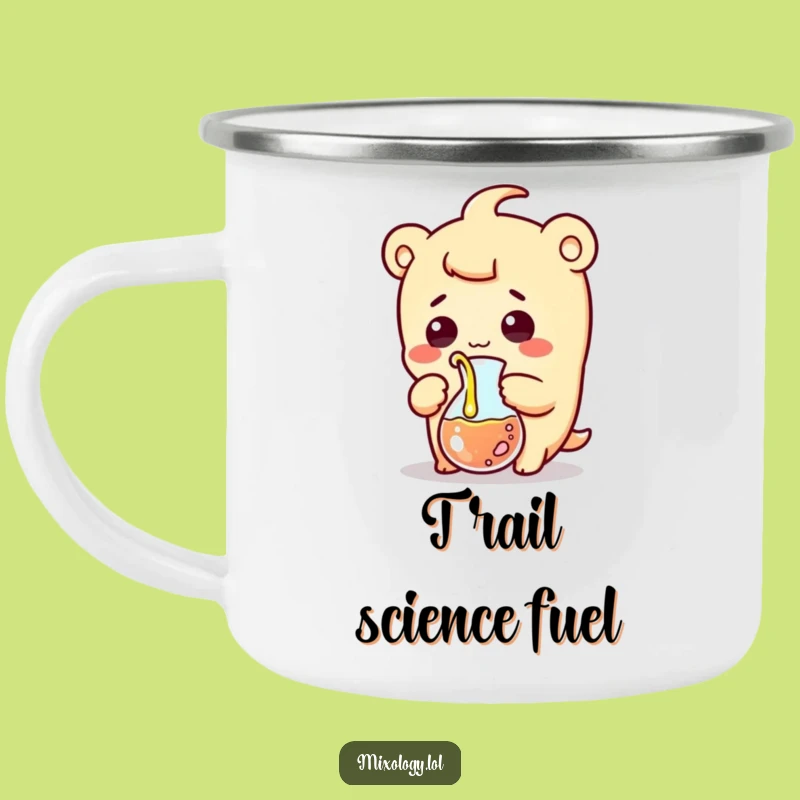 Funny Beaker Pouring Camping Mug: Outdoorsy Kawaii Scientist for Trailside Laughs