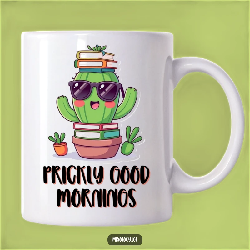 Funny Cactus Books Mug: Cool Sunglasses Humor, Perfect Gift for Readers!