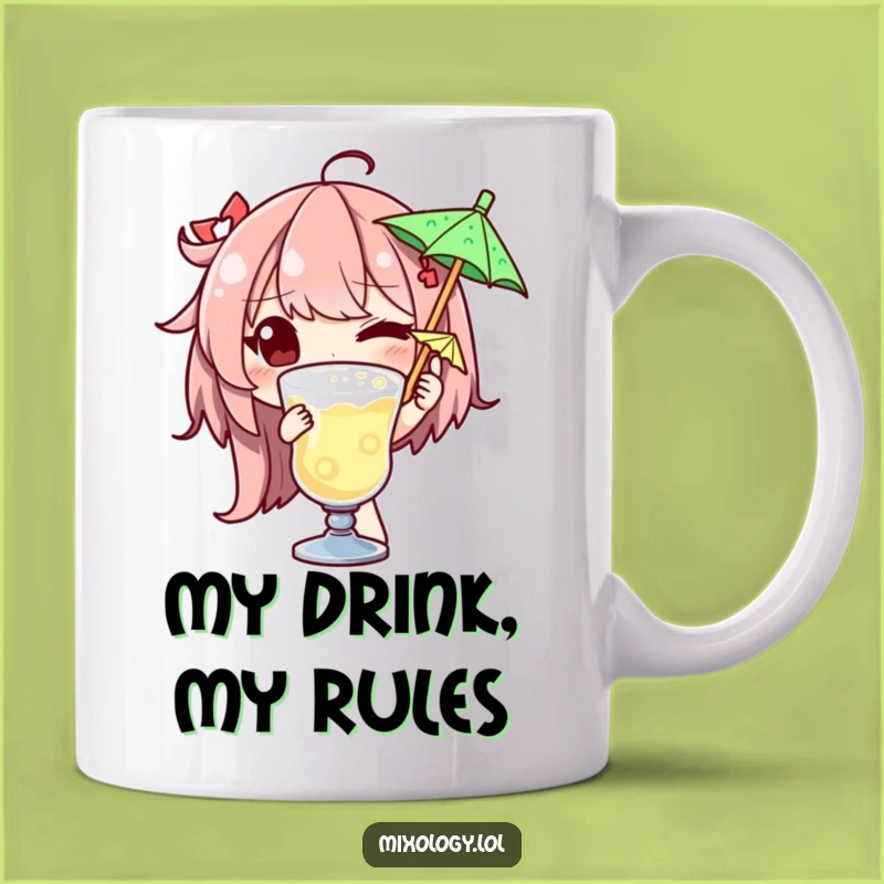 Funny Cocktail Master Mug: Winking Character Garnishing Drink, Perfect Gift