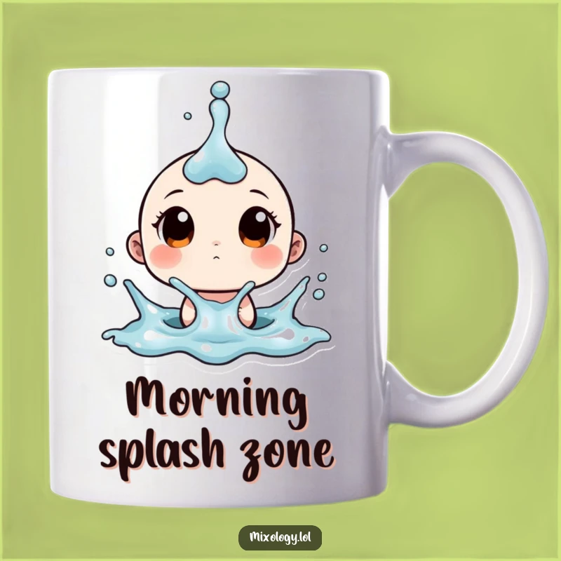 Funny Splash Surprise Mug - Tiny Character Wide Eyes Humor Gift