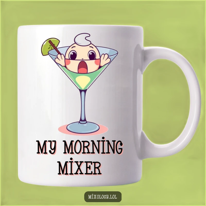 Funny Martini Glass Mug: Surprised Character's Cocktail Surprise Gift