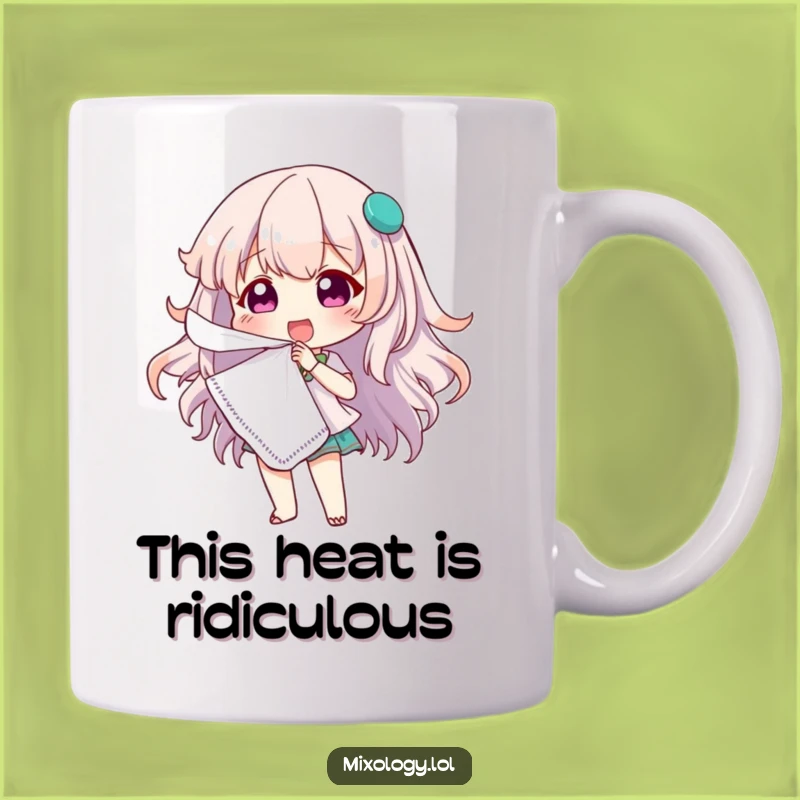 Funny Cocktail Napkin Fan Mug: Adorable Character's Hilarious Heat Relief Present
