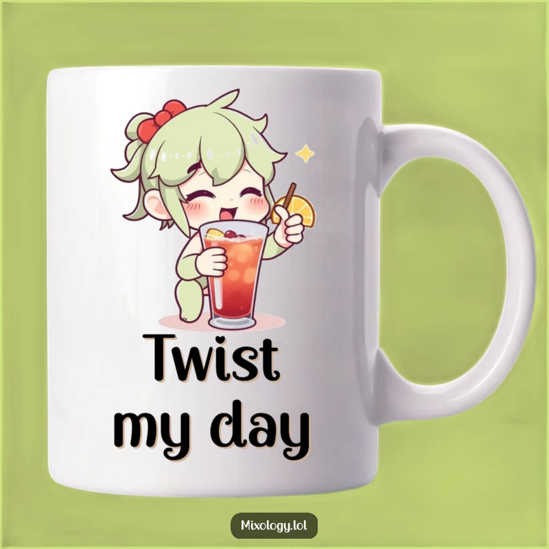 Funny Drink Garnish Mug: Enthusiastic Character's Cocktail Twist Gift