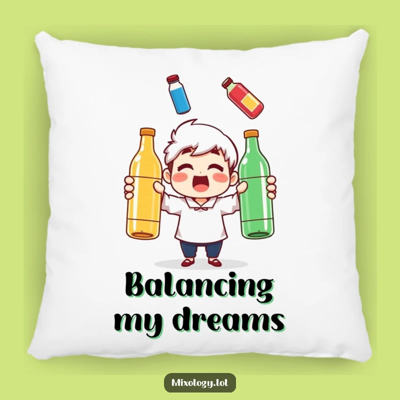 Funny Juggling Bottles Pillow - Cozy Up with This Hilarious Surprise!