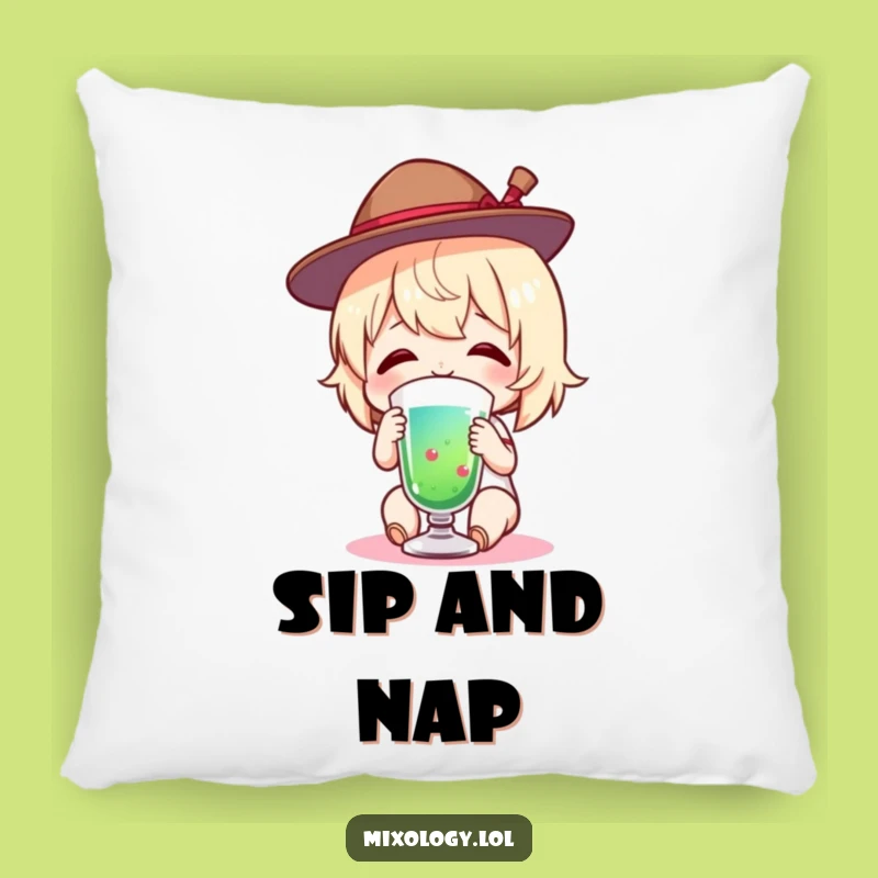 Funny Tiny Hat Pillow: Charming Figure's Happy Sip, Adorable Funny Gift