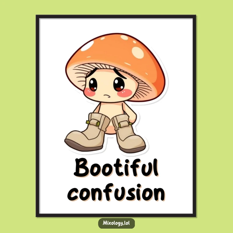 Funny Mismatched Boots Mushroom Digital Print: Instant Whimsical Decor and Laughs