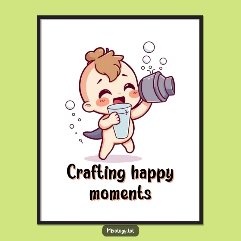 Funny Cocktail Shaker Digital Art: Character's Frothy Masterpiece, Perfect Gift!