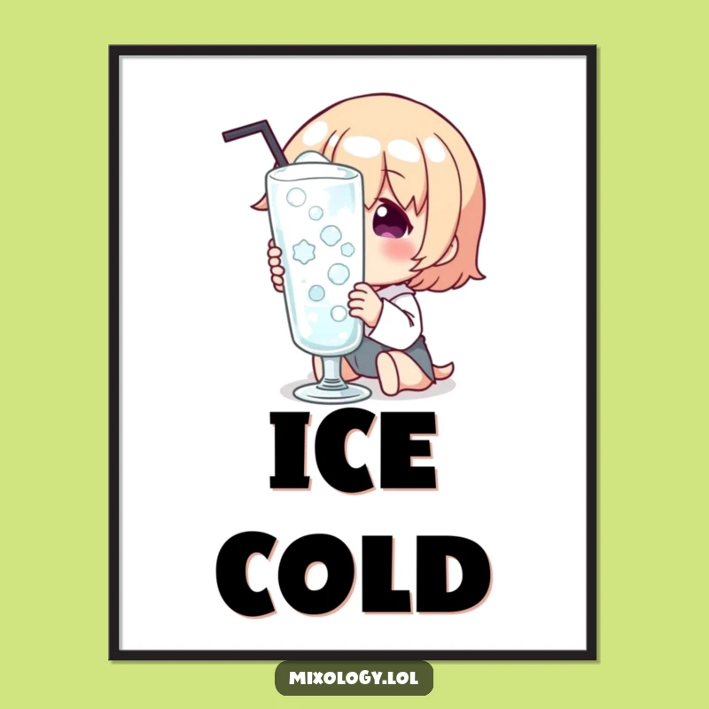 Funny Chilled Glass Delight Digital Art: Instant Refreshment for Walls