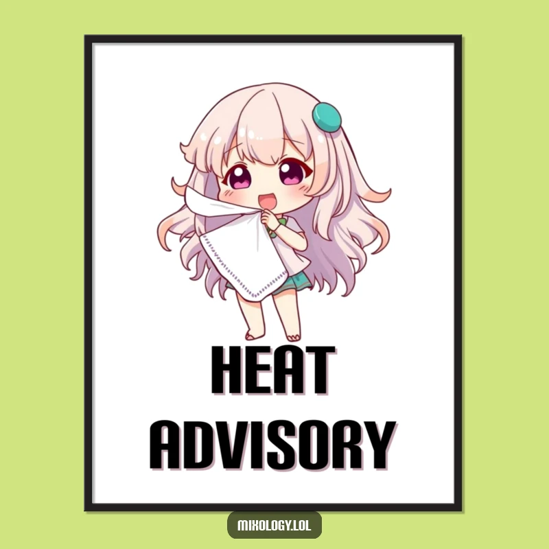 Funny Fanning Character Digital Art: Instant Hilarious Heat Relief for Your Space