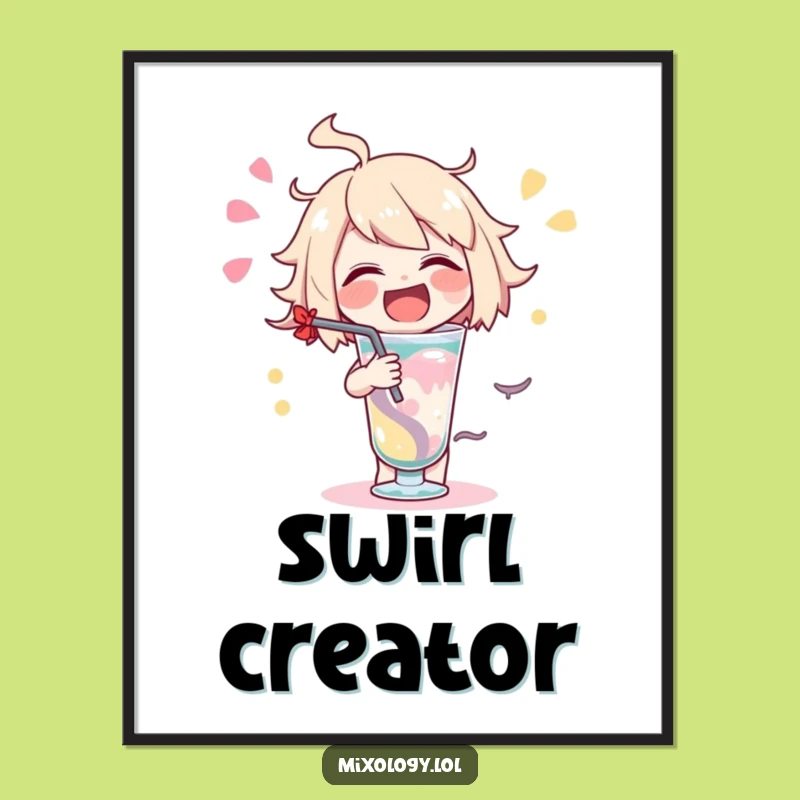 Funny Delightful Drink Digital Art - Swirling Joy, Instant Download