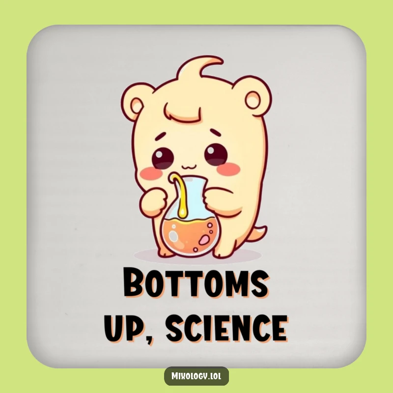 Funny Beaker Pouring Drink Coaster: Protect Surfaces with Kawaii Lab Humor