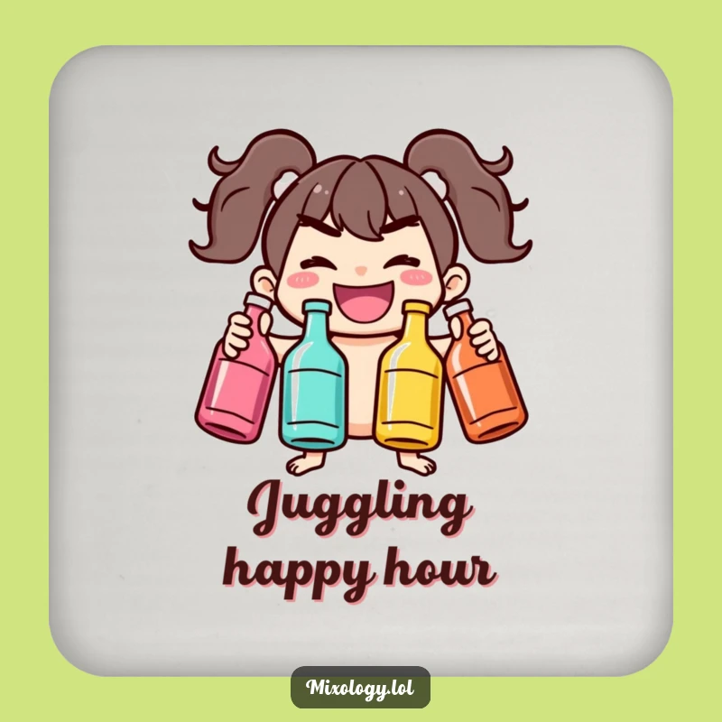 Funny Juggling Bottles Coaster Set: Protect Surfaces with Playful Style