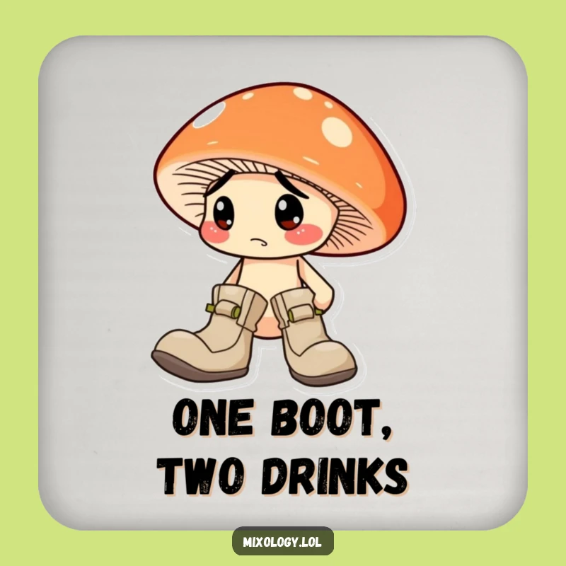 Funny Mismatched Boots Mushroom Coaster: Protect Surfaces with Humor