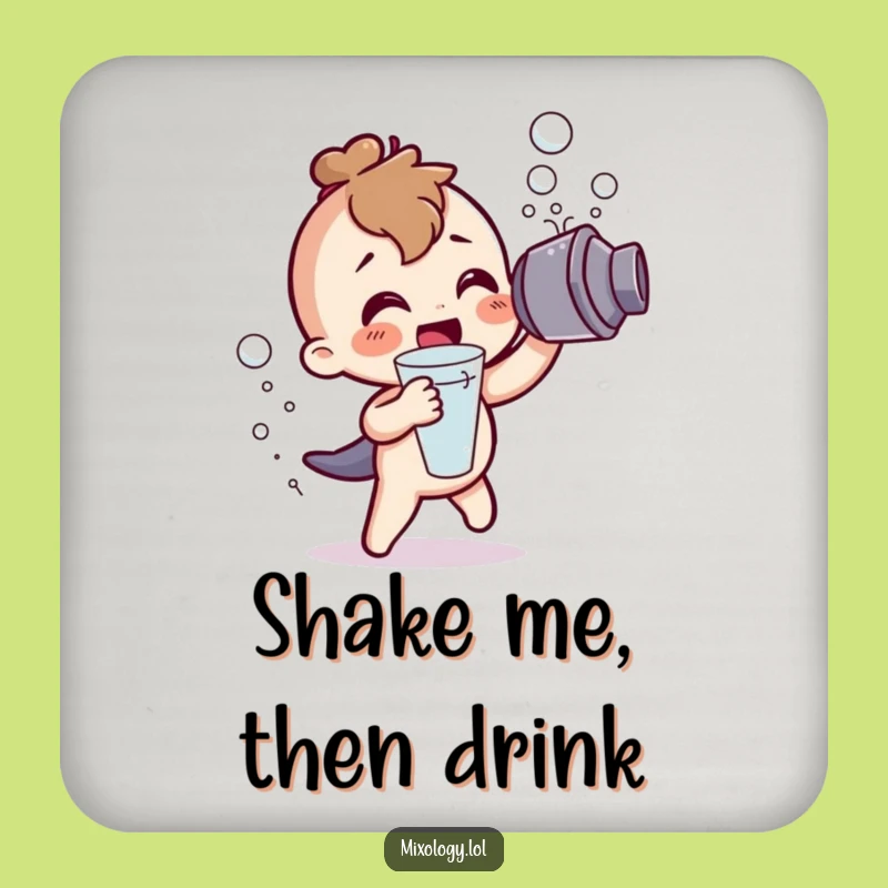 Funny Cocktail Shaker Coaster: Character's Frothy Saver, Perfect Funny Gift!