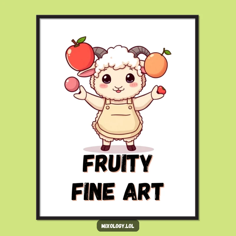 Funny Sheep Juggling Poster: Stylish Apron Art, Hilarious Kitchen Decor, Perfect Funny Gift!