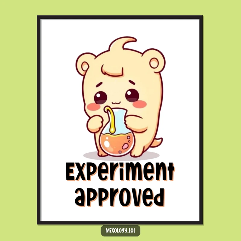 Funny Beaker Pouring Poster: Hilarious Kawaii Scientist Wall Art Decor