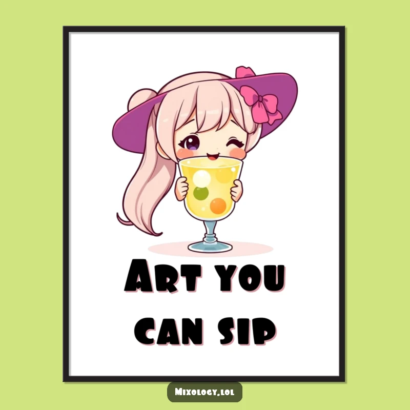 Funny Cocktail Art Poster: Proud Bartender Character Inspiring Funny Gift