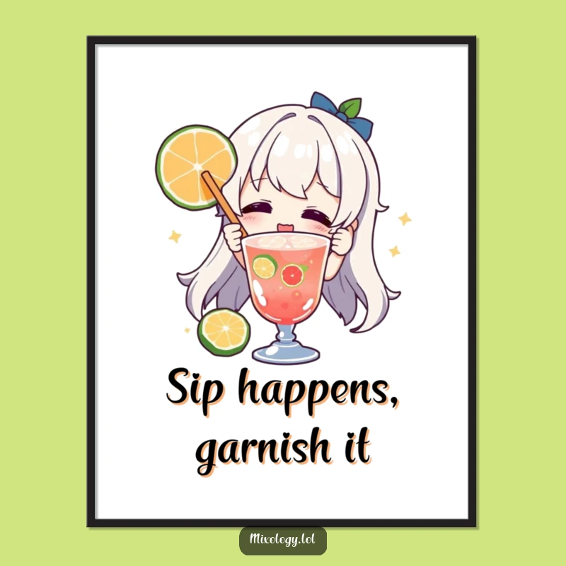 Funny Garnishing Character Poster: Hilarious Drink Art & Gift
