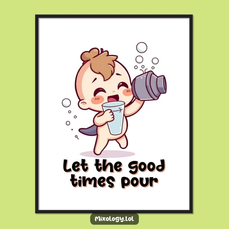 Funny Cocktail Shaker Poster: Character's Frothy Art, Ideal Funny Gift!