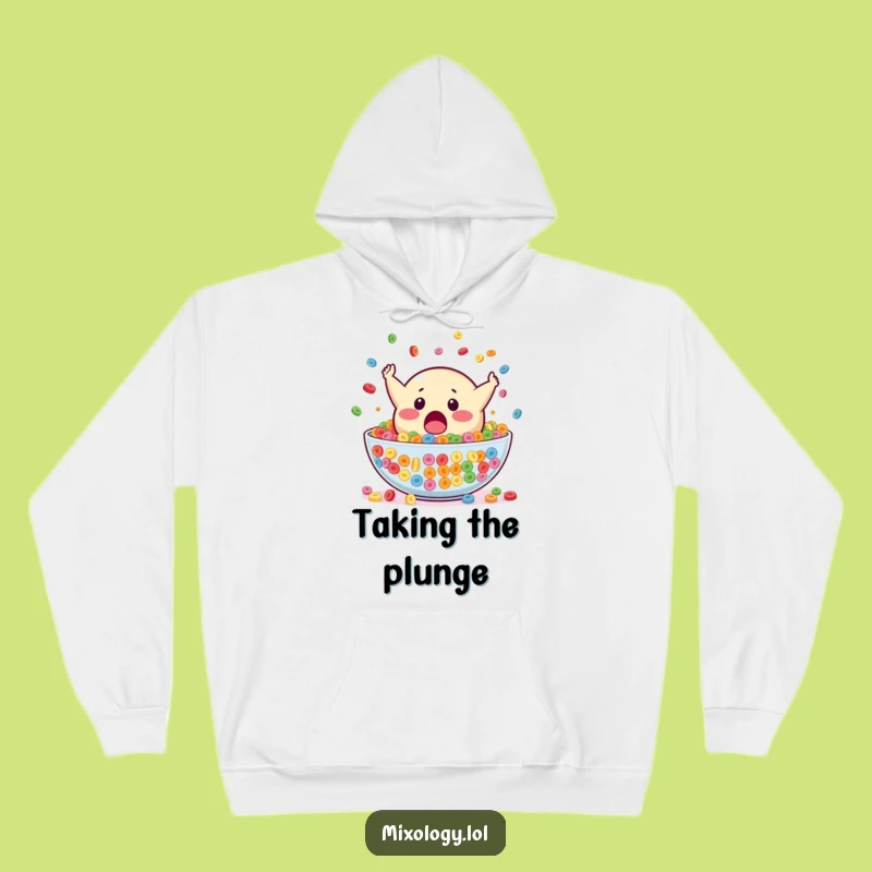 Funny Blob Cereal Hoodie: Cozy Mascot Plunge, Ultimate Funny Gift for Chillers!