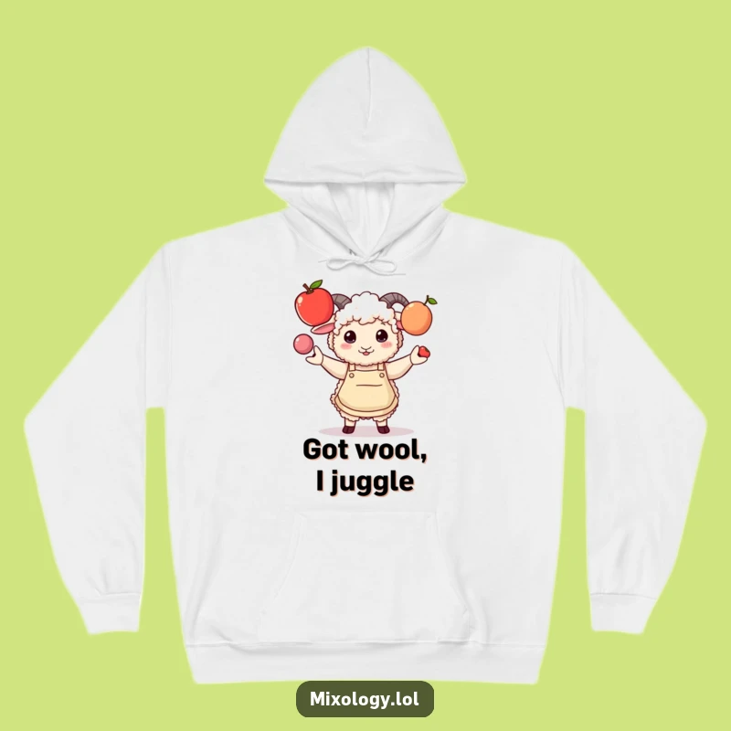 Funny Sheep Juggling Hoodie: Cozy Apron Style, Ultimate Funny Gift for Home Cooks!