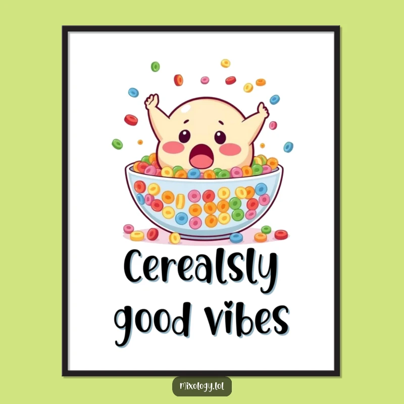 Funny Free Printable Wall Art: Blob Mascot Cereal Dive Art