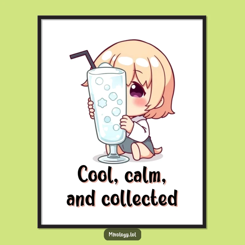 Funny Free Printable Wall Art: Chilled Glass Delight Character - Quirky Art