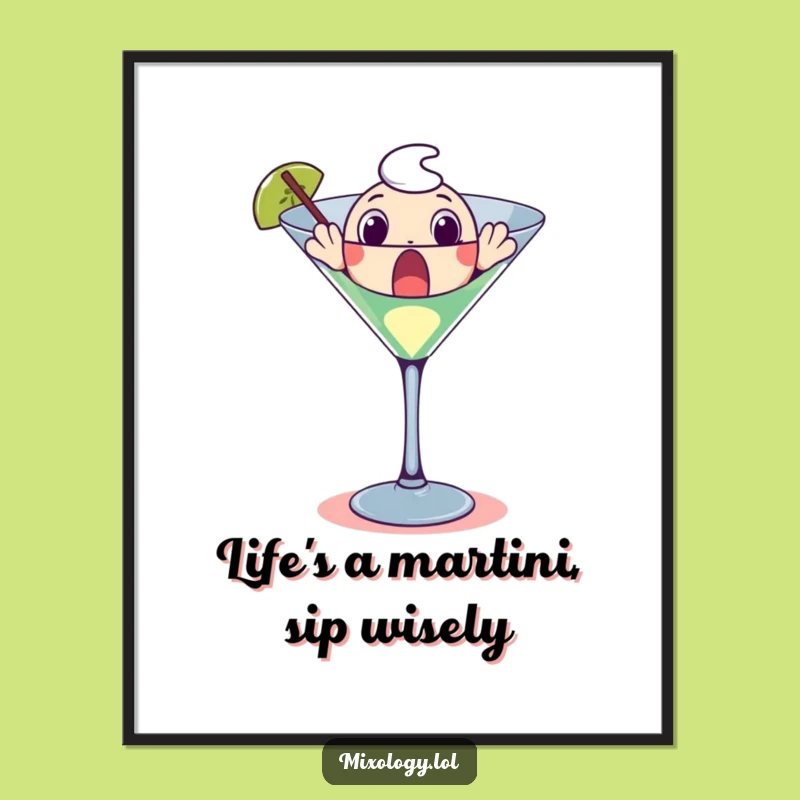Free Printable Martini Art: Surprised Character Emerging Downloadable Decor