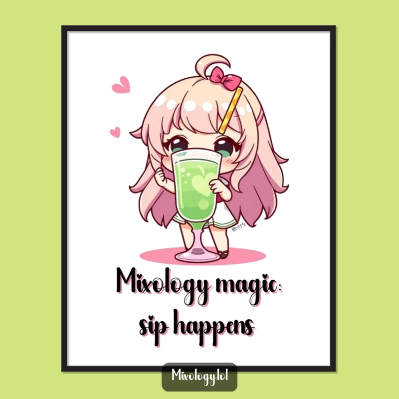 Funny Free Printable Wall Art: Cocktail Character Serving Drink, Quirky Downloadable Home Decor