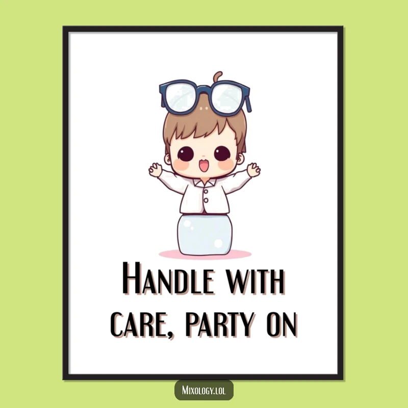 Funny Free Printable Wall Art: Balancing Glasses Character - Quirky Decor