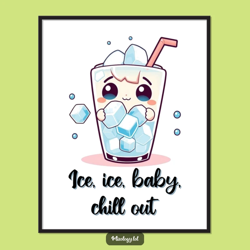 Free Printable Wall Art: Dancing Ice Cubes, Surprised Character, Funny Downloadable Decor