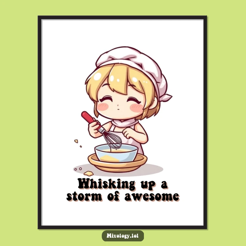 Funny Free Printable Wall Art: Whisking Baker Character - Humorous Downloadable Decor