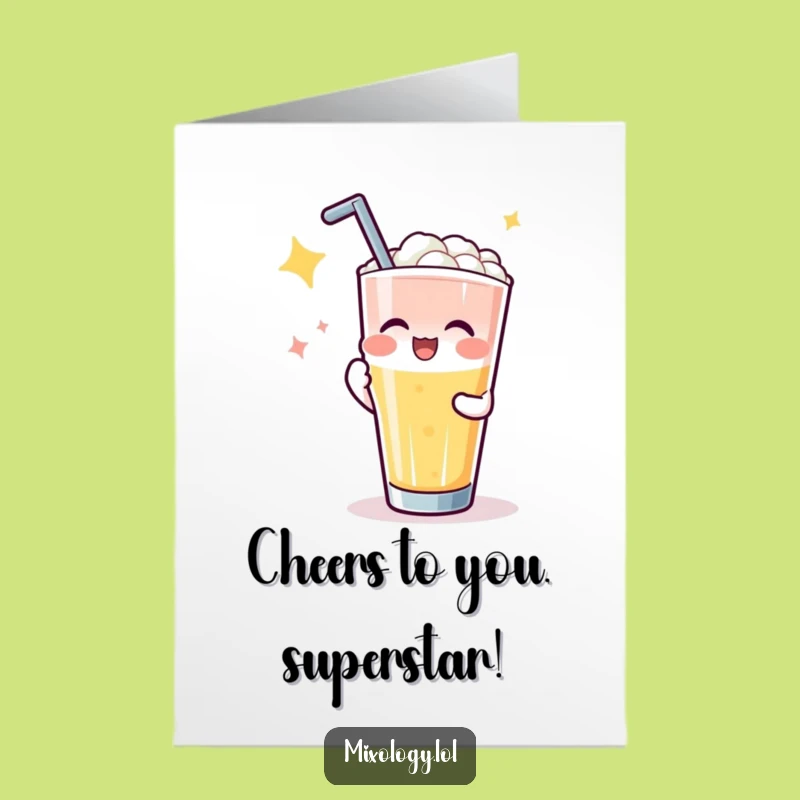 Free Printable Birthday Card: Cheers to You! Funny Pouring Character Digital Download
