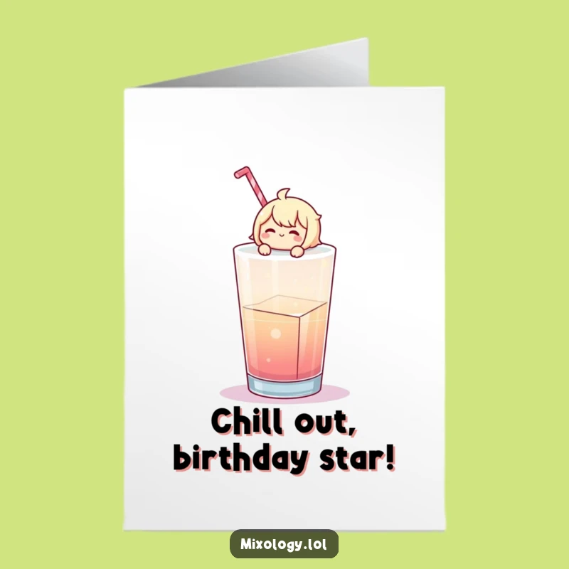 Chill Birthday Vibes: Free Printable Card - Floating Ice Cube Character Gift