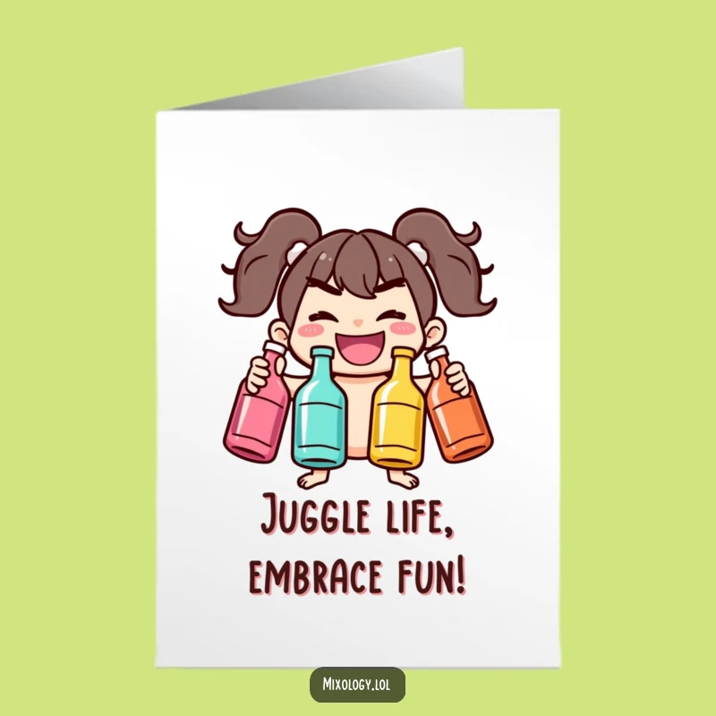 Free Printable Birthday Card: Juggling Fun Birthday Wishes! Funny Character Digital