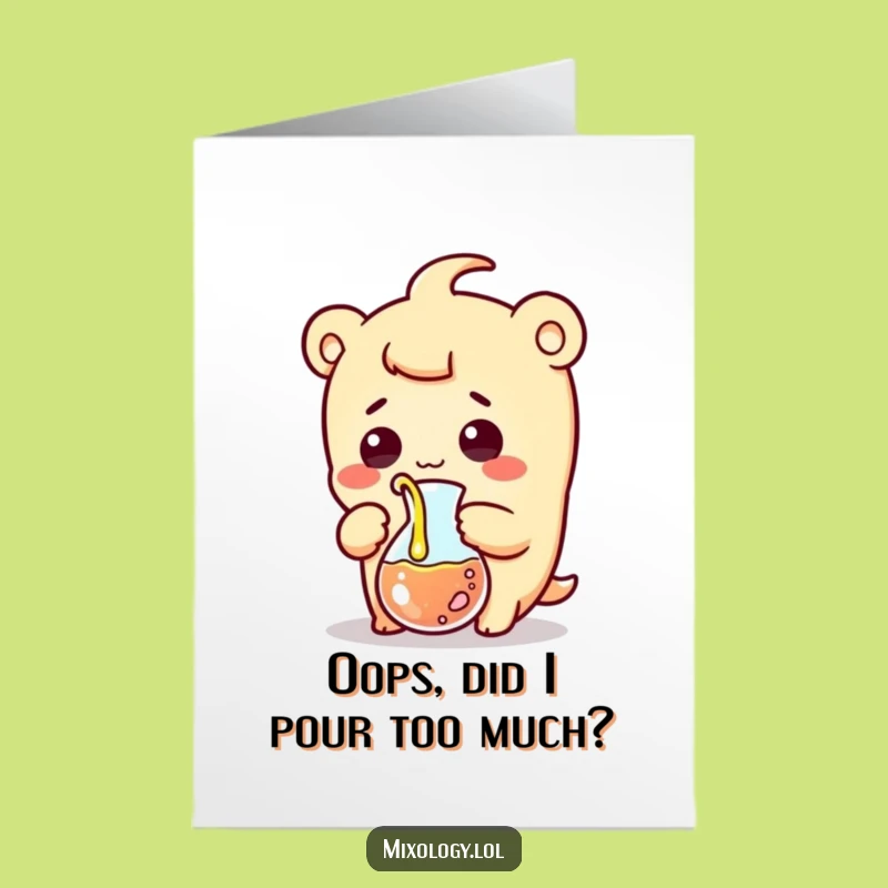 Funny Free Printable Birthday Card: Surprised Scientist Kawaii Pouring Gift