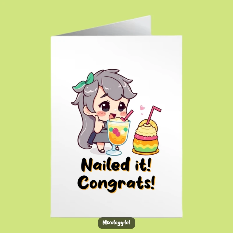 Congrats Card: Free Printable Mixologist Character Nodding - Hilarious Downloadable Success!