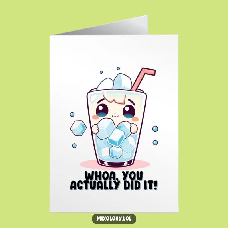 Free Printable Congrats Card: Surprised Character, Dancing Ice, Celebrate Downloadable Fun