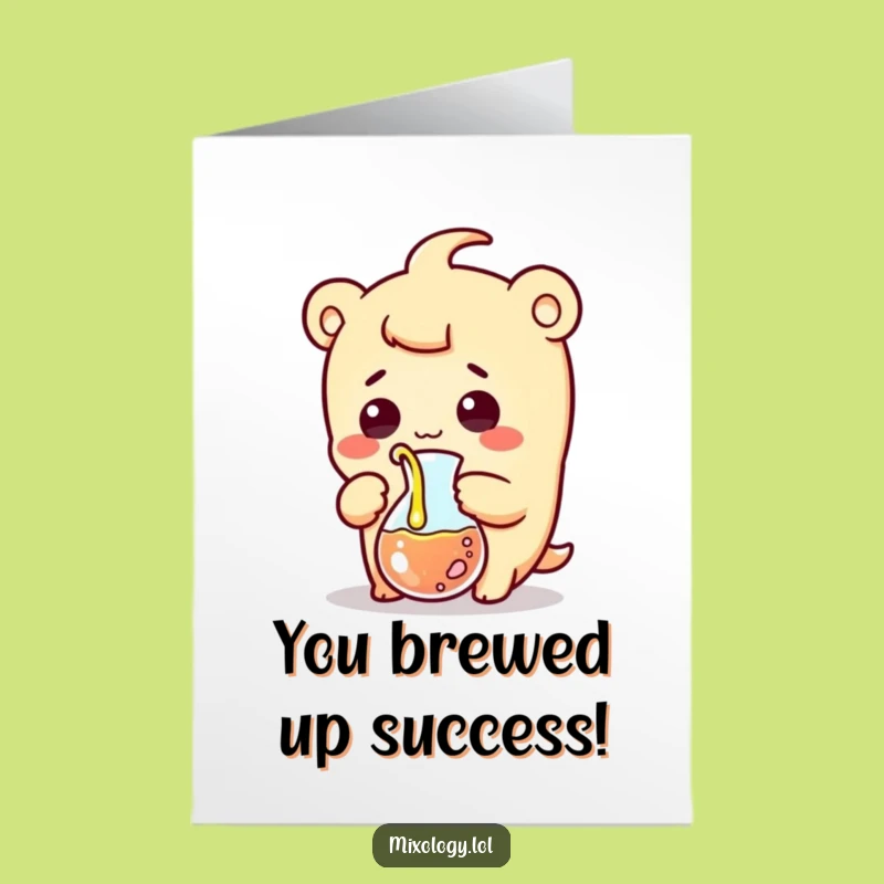 Free Printable Congratulations Card: Shocked Pouring Kawaii Scientist Funny Gift
