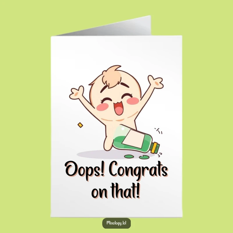 Congrats Card: Free Printable Clumsy Character Spill - Hilarious Downloadable Oops Moment!