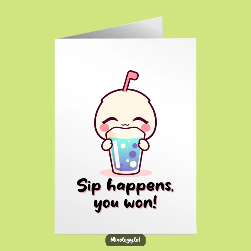 Free Printable Congrats Card: Bubbly Icon Sips Bliss Funny Downloadable Gift