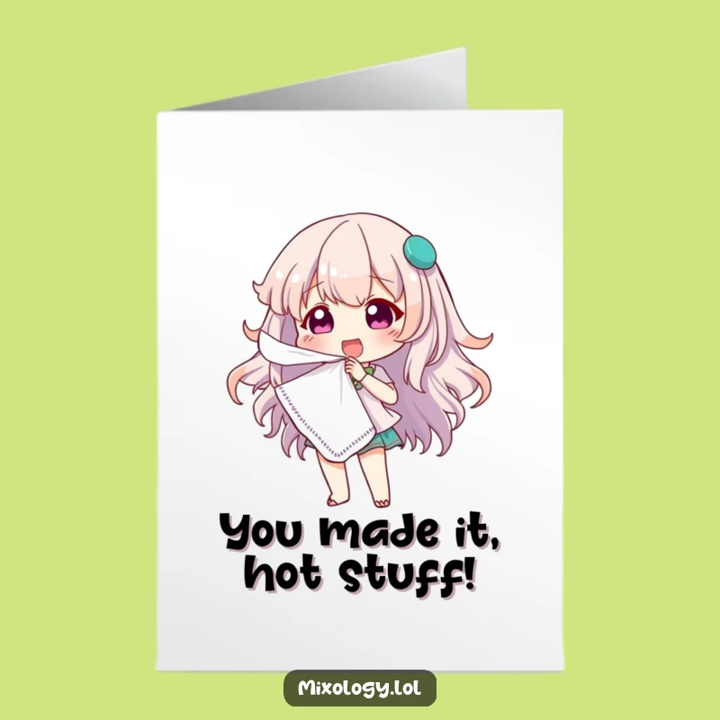 Free Printable Congrats Card: Sassy Fan Character for Big News!