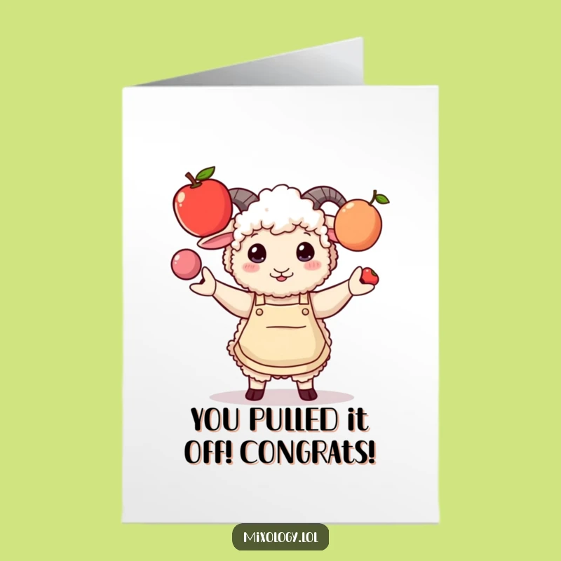Free Printable Congrats Card: Sheep Juggling for Success Triumph