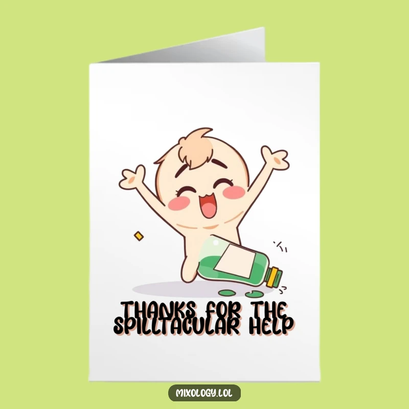 Free Printable Thank You Card: Clumsy Character's Happy Accident - Funny Downloadable Gratitude!