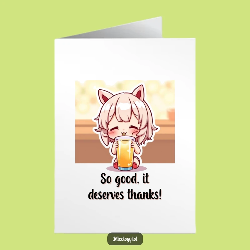 Free Printable Thank You Card: Grateful Taster - Cute Drink Lover Downloadable