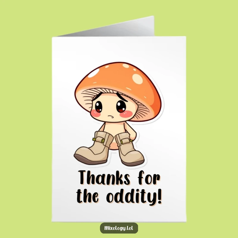 Free Printable Thank You Card: Mushroom's Funny Boots, Grateful Downloadable Message