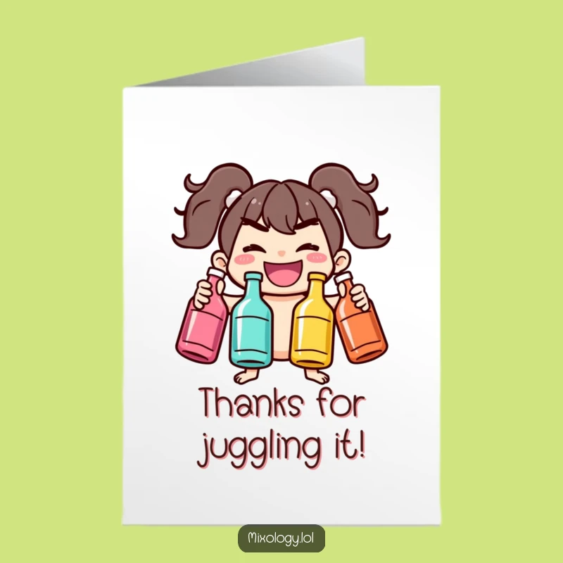 Free Printable Thank You Card: Thanks for Juggling! Funny Character Gift